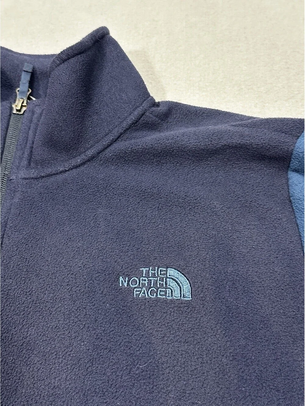 The North Face Mens Medium Full Zip Fleece Jacket Blue Two Tone Outdoor